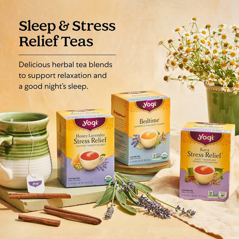 16 Pack (5 Packs) Set Yogi Tea Stress Relief & Relaxation Variety Sampler - Bags per - Organic Relaxing Tea Sampler