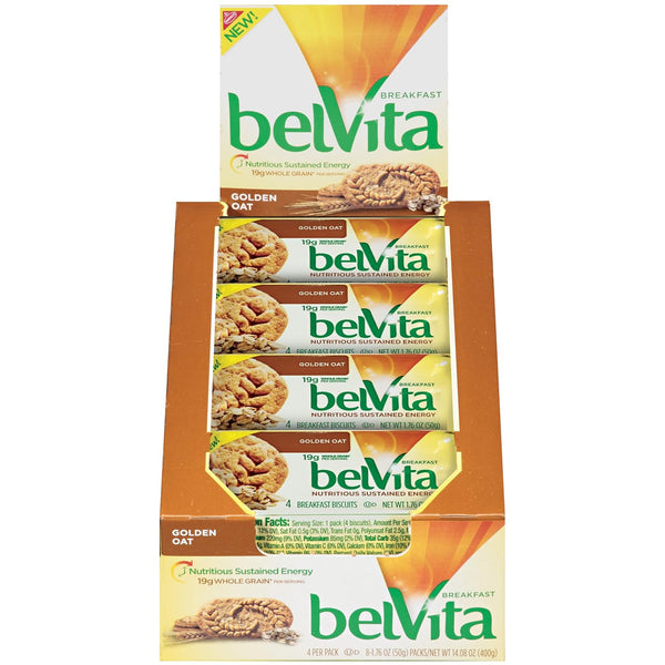 belVita Breakfast Biscuits, Golden Oat Flavor, 4 Count (Pack of 8)