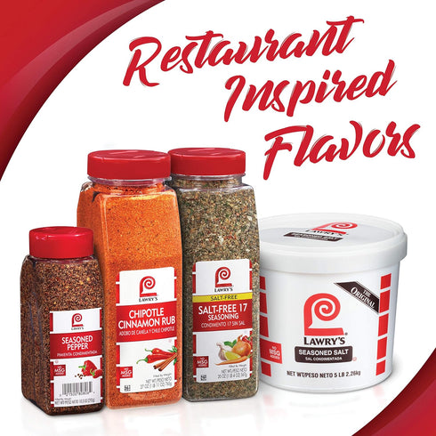 Lawry's Salt Free 17 Seasoning, 10 oz - Spice Blend with Toasted Sesame Seeds, Turmeric, Basil, Red Bell Pepper