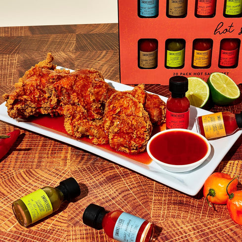 Set, 3 Set 20 Smokehouse by Thoughtfully, Hot Sauce Gift Flavors Include Garlic Herb, Bacon Cayenne, Extreme Habanero