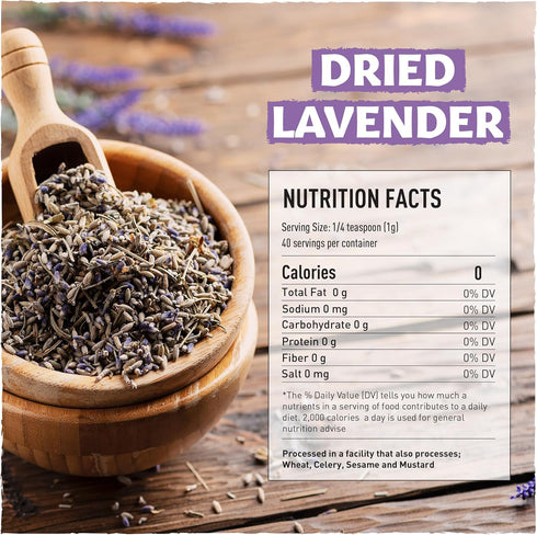 Dried Lavender Flowers, 1.4oz Culinary Buds, Edible Lavender for Cooking, Tea, Baking & More