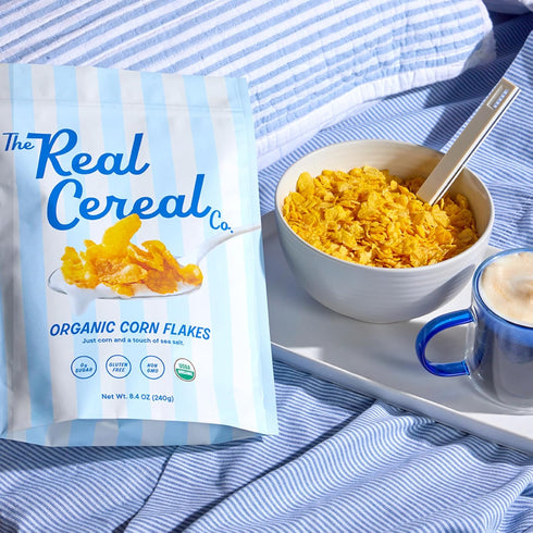 3-Pack, The Real Cereal Company, Organic Corn Flakes Cereal Zero Sugar, Gluten Free, Non-GMO, Made in USA