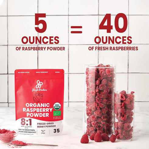 Jungle Powders Passion Fruit Powder Organic Raspberry Powder Bag Bundle, Freeze Dried Passion Fruit Puree Powder