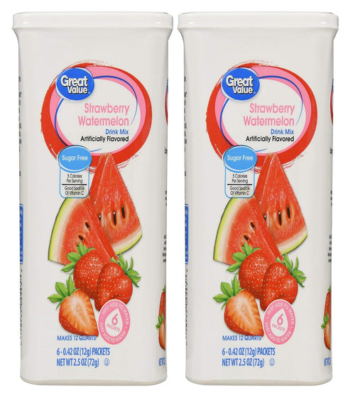 BUTO Great Value Strawberry Watermelon Drink Mix, 6 Count, 2.5 Oz (Pack of