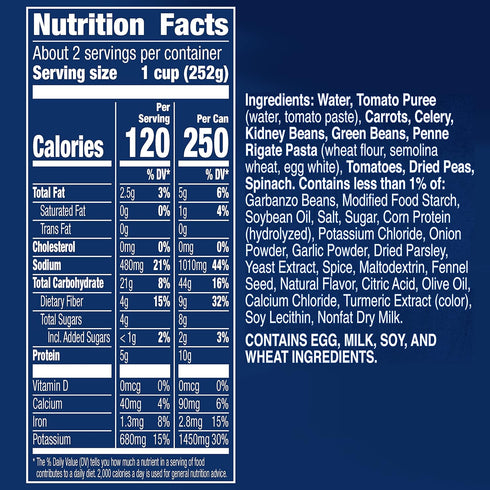 19 oz. Progresso Reduced Sodium, Hearty Minestrone Soup Canned Soup, Gluten Free