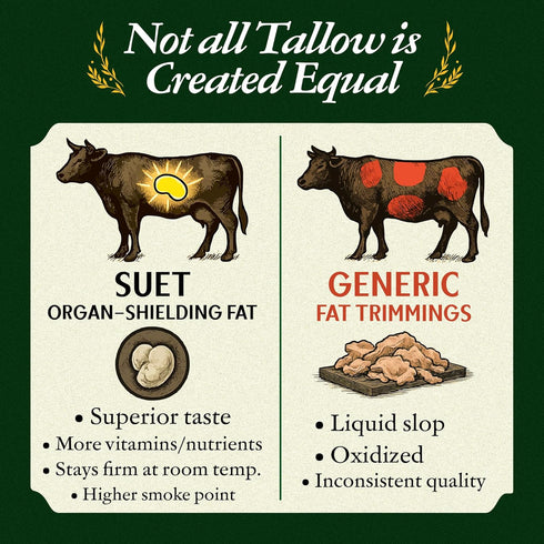 28oz Pasture Raised Beef Tallow, Grass-Fed & Grass-Finished, Made from Beef Suet for More Nutrients, Glass Jar
