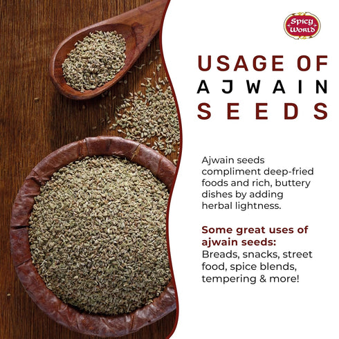 Spicy World 5 LB 100% Ajwain Seeds Bulk Jar - Carom Seeds, Bishops, Natural, Premium Quality - Great for Tea, Breads