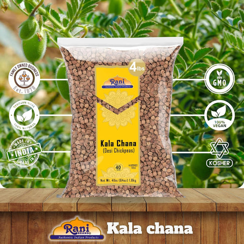 64oz (4lbs) 1.81kg Rani Kala Chana (Desi Chickpeas Chana with skin) Bulk ~ All Natural | Gluten Friendly | NON-GMO |