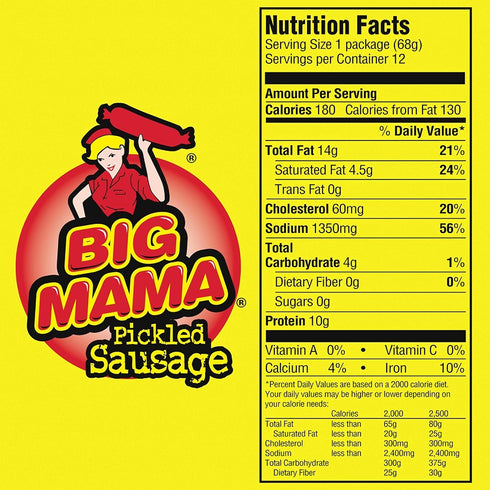 Penrose 2.4 oz (Pack 2) Big Mama Pickled Sausages, Keto Friendly
