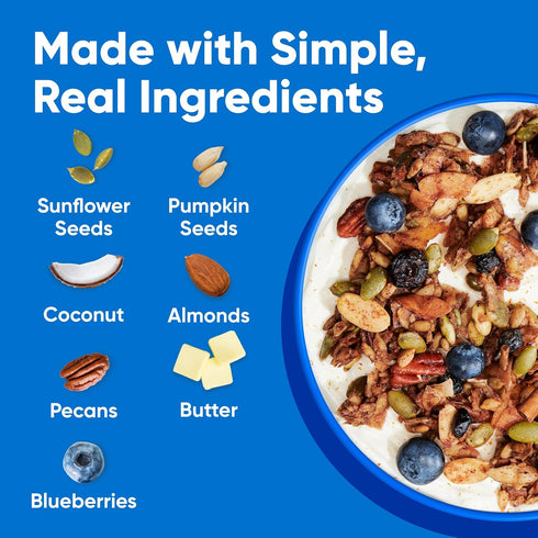 8 oz. 1 Count NuTrail Nut Granola Cereal, Blueberry Cinnamon, No Sugar Added, Keto, Low Carb, Gluten Free, Grain Free