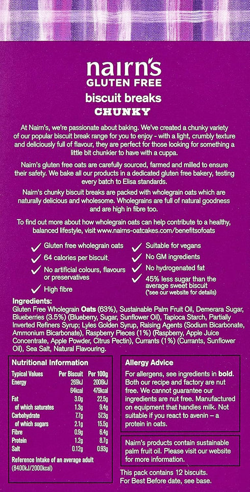 160g Nairn's Gluten Free Oats, Blueberry & Raspberry