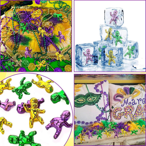 24PCS 1.2inch Counting MEMOVAN Mardi Gras King Cake Babies Purple Green Gold Tiny Plastic Babies Mini Baby Figurines