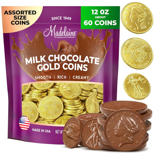 Madelaine Gold Chocolate Coins - Individually Wrapped Easter Candy Basket Fillers -