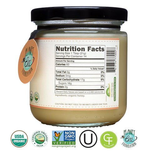 100% 11oz (311g) GREENBOW Organic Honey - USDA Certified Organic, Halal, Non-GMO, Gluten Free - Whole Food