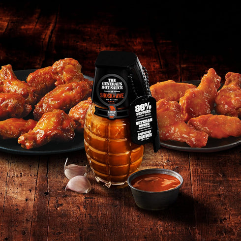 4/5 6oz The General's Hot Sauce Shock & Awe - Habanero Peppers, Heat Rating, All Natural Spicy Sauce, Small-Batch
