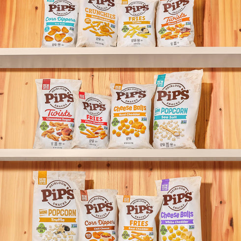 1 oz (24 Packs Pips Heirloom Baked Cheddar Cheese Balls Bags pk) Individually Wrapped Snack Made With Real Cheddar