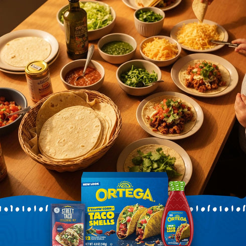 10 Ortega Soft Taco Kit, Soft Flour Tortillas, Taco Seasoning and Taco Sauce