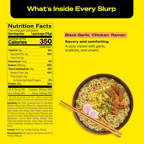 immi 6-Pack Black Garlic Chicken Ramen Bold Flavor, Chewier Noodles & High Protein Vegan, Keto-Friendly Ramen Noodles