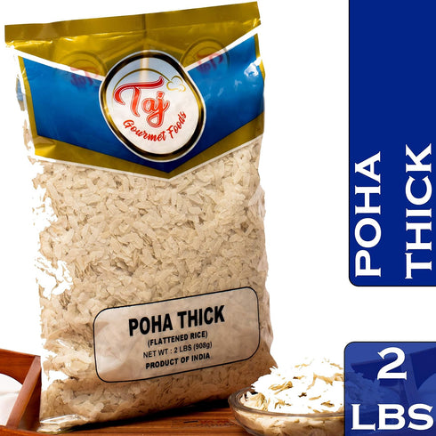 TAJ Gourmet Foods 2-Pounds TAJ Poha Thick | Powa Flattened Rice