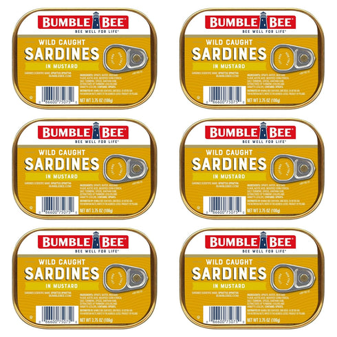 Bumble Bee Sardines in Mustard Sauce, 3.75 oz Tin - Wild Caught,