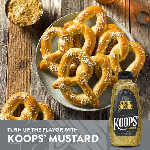 12 Oz, Pack 2 Koops' Organic Stone Ground Mustard Old-Fashioned Mustard, Gluten-Free, Kosher, Non-GMO, USDA Certified