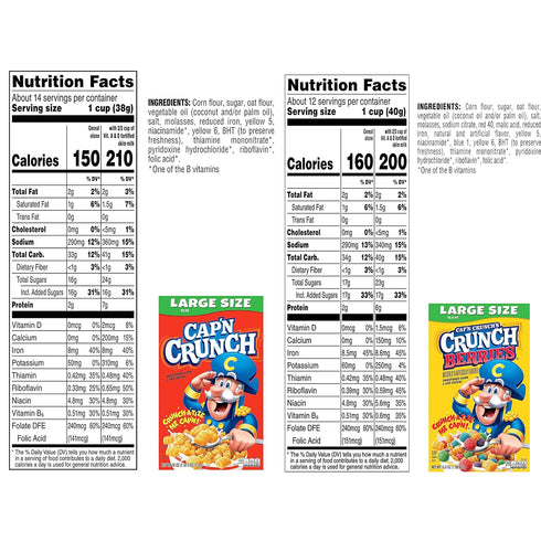 Pack, (4 Pack) Cap'n Crunch Cereal, Original & Crunch Berries Variety Large Size Boxes