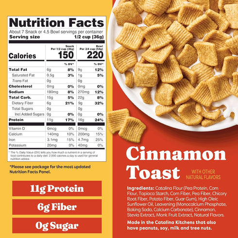 11g 9 oz. (Pack 2) Catalina Crunch Protein Cereal - Sugar Free Breakfast Cereal with of Protein - Gluten Free, Keto