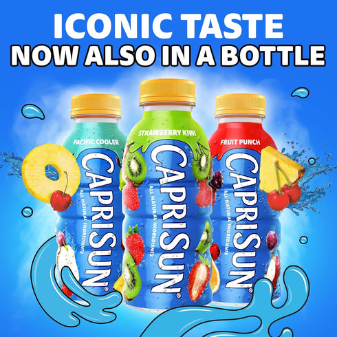12 oz Capri Sun Strawberry Kiwi Flavored Juice Drink Blend from concentrate with other natural flavors, fl Bottle
