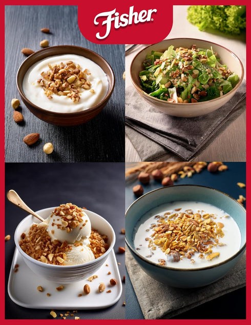 5 oz, Filberts, Fisher Mixed Nuts Ice Cream Topping, Peanuts, Almonds, Cashews, Walnuts, Brazil Nuts, Pecans