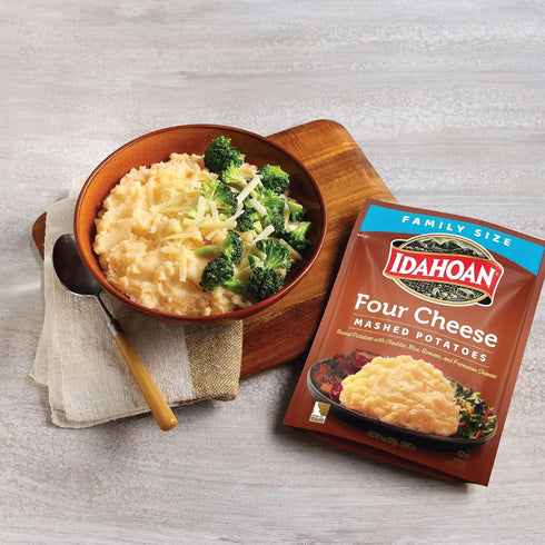 8 oz (Pack 8) Idahoan Four Cheese Mashed Potatoes Family Size, Pouch