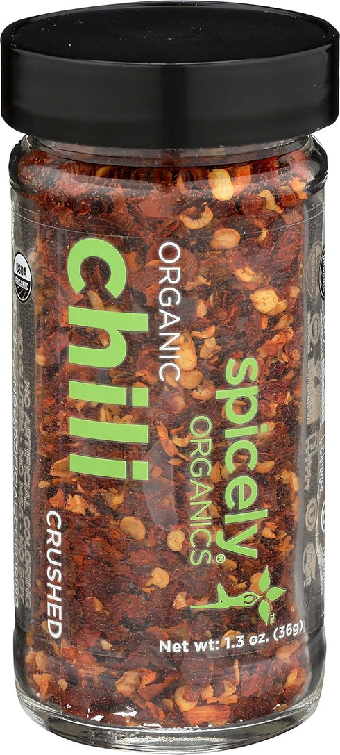 Spicely Organic Chili Pepper Crushed 1.30 Ounce Jar Certified Gluten Free