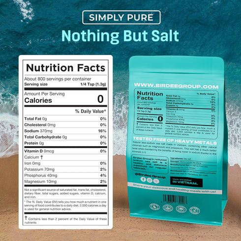 2.2 LB (Pack 2) Birdee Baja Mineral Sea Salt of Unrefined Vietnamese Sea Salt for Cooking, Hydration, and Electrolyte