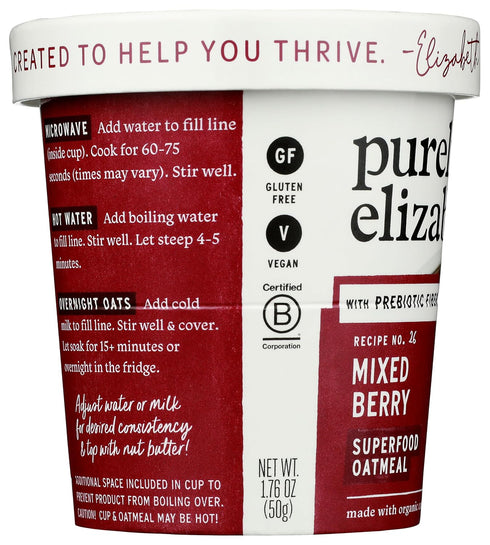 1.76 OZ Purely Elizabeth Oatmeal Cup Mx Brry Preb