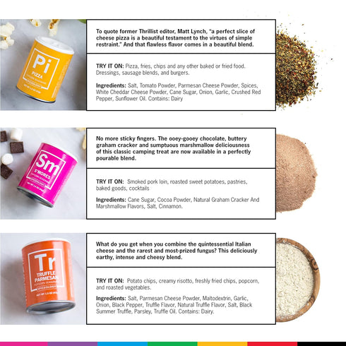 Pack 6 Set Spiceology Popcorn Seasoning Variety Gourmet Popcorn Spices & Seasonings Apple Cinnamon, Bleu Cheese