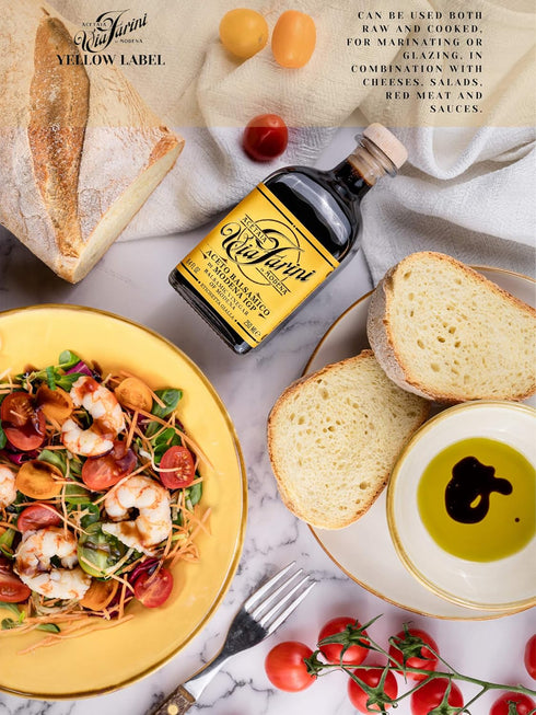 Via Farini 8.45 Oz Yellow Label Aceto Balsamico Di Modena IGP Aged Artisan Italian Balsamic Wine Vinegar Fl with Gift