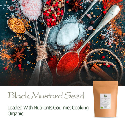 Black Mustard Seeds Whole Organic - Brown Mustard Seed Spicy Ingriedient - Dark Mastard Seed - Black Mustard Seeds