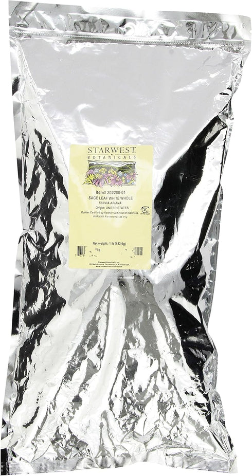 Starwest Botanicals White Sage Leaf Whole Wildcrafted, 1 Pound