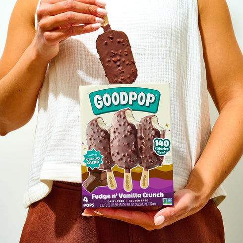 4 Count GOODPOP - Dairy Free Fudge N' Vanilla Crunch Bars - Non-GMO, Gluten Free
