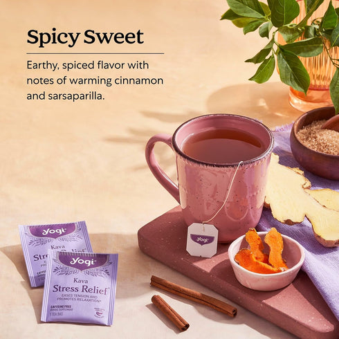 (6 Pack) 96 Yogi Tea - Kava Stress Relief - Eases Tension and Promotes Relaxation - Caffeine Free - Herbal Tea Bags