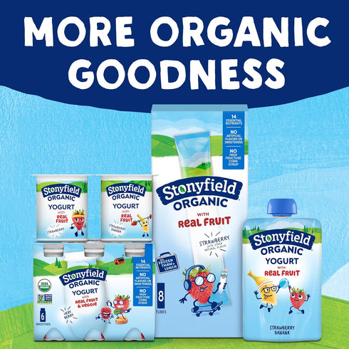 Stonyfield Organic Pack, 2 oz., 8 #1 Kids Cherry & Berry Lowfat Yogurt Tubes Variety Ct - Organic Kids Yogurt, No