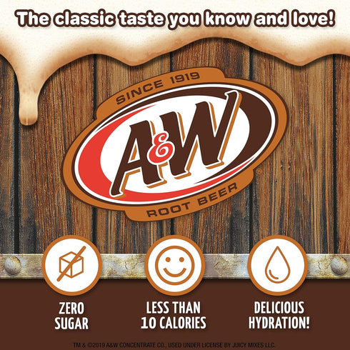 (12 72 72 A&W, Root Beer Powder Drink Mix - boxes, sticks) Sugar Free & Delicious, Makes flavored water beverages