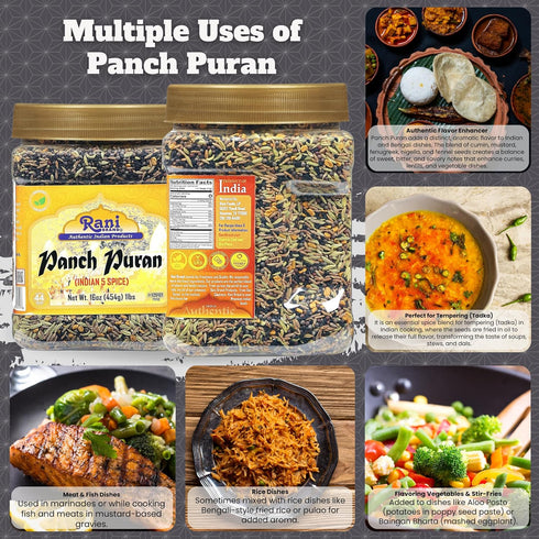 (5 16oz (1lb) 454g Rani Panch Puran Spice) PET Jar ~ All Natural | Vegan | Gluten Friendly | NON-GMO | Indian Origin