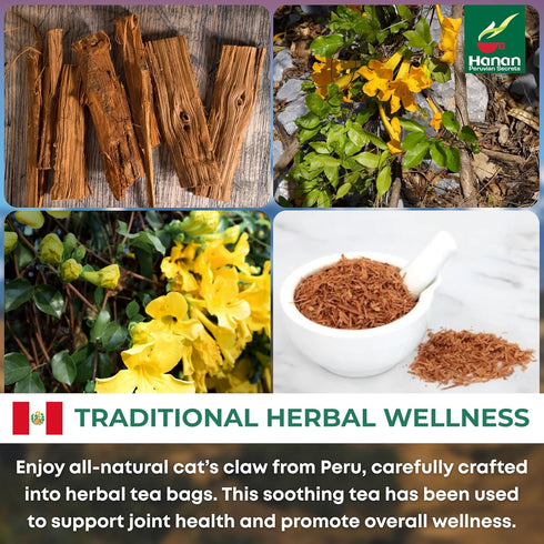 25 Hanan Cats Claw Tea Ua de Gato Herbal Teabags Wild Una de Gato Tree Bark Herb From Perus Amazon Lush of Peru