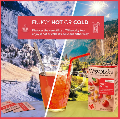 (6 Pack 120 Wissotzky Fruit Galore Herbal Tea - Tea Bags | Caffeine Free Tea | Antioxidant Rich | Fruity Blend | Herbal