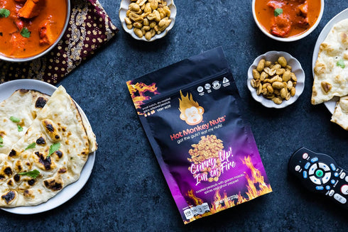 7.5oz (Pack 1) Hot Monkey Nuts Spicy Artisanal Peanuts | Curry Up! I'm On Fire - Flavored with Garam Masala, Tomato