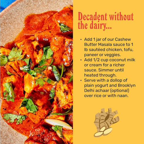 Brooklyn Delhi Vegan Butter Chicken | Indian Simmer Sauce with Cashew Cream, Tomatoes, Sweet Paprika | Pack of 2, Mild