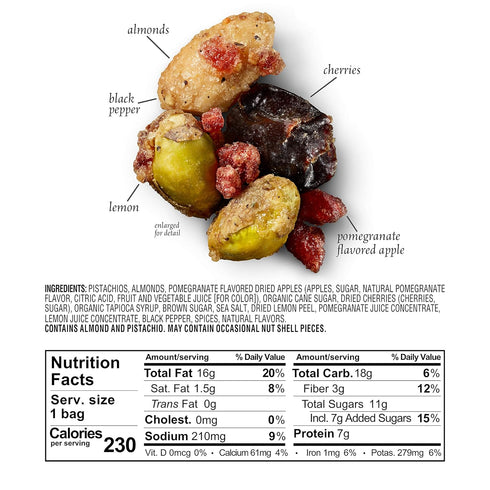 1.5 (Pack 9) Sahale Snacks Pomegranate Flavored Pistachios Glazed Mix, Ounces