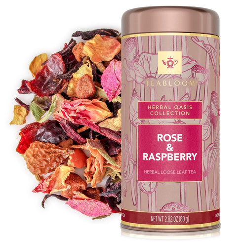 Teabloom Rose and Raspberry Loose Leaf Herbal Tea with Rose Petals &
