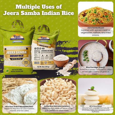 64oz (4lbs) 1.81kg Rani Jeera Samba Indian Rice Cloth Bag ~ All Natural | Gluten Friendly | Vegan | Kosher | Export