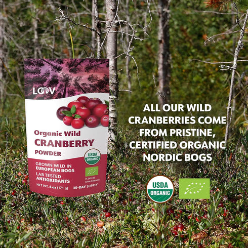 100% 6oz (35 Organic Freeze-Dried Cranberry Powder Pure, Natural Wild Whole Fruit, Certified Organic from Nordic